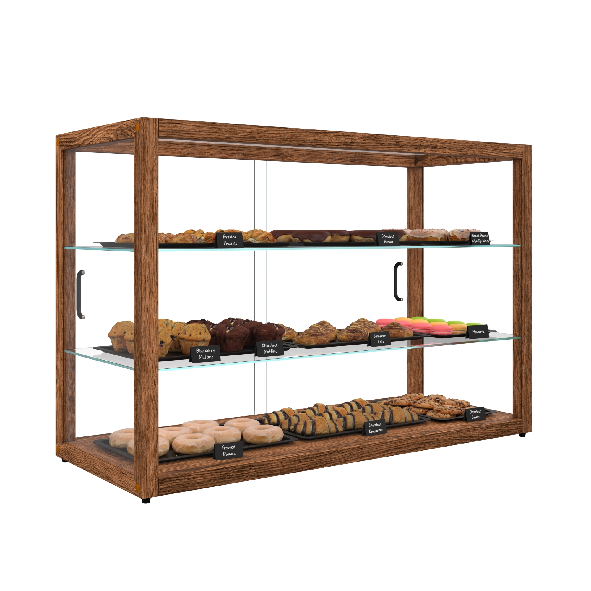 42 in. Artisan Wooden Bakery Display Horizontal Case, 8 cu. ft., Dark Wood KMBDW42D, product image 5 of 13