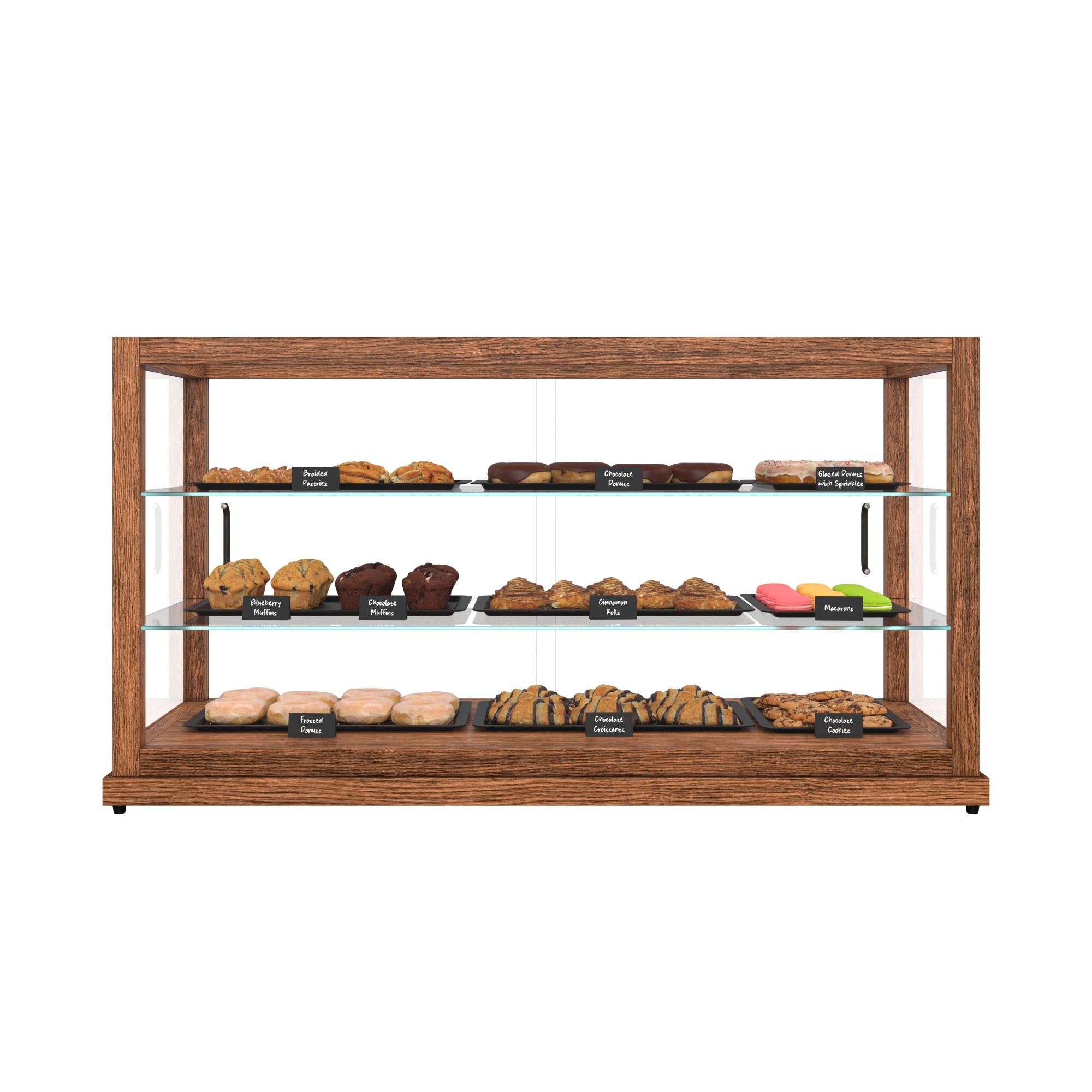 44 in. Artisan Wooden Bakery Display Horizontal Case, 9 cu. ft., Dark Wood KMBDW44D