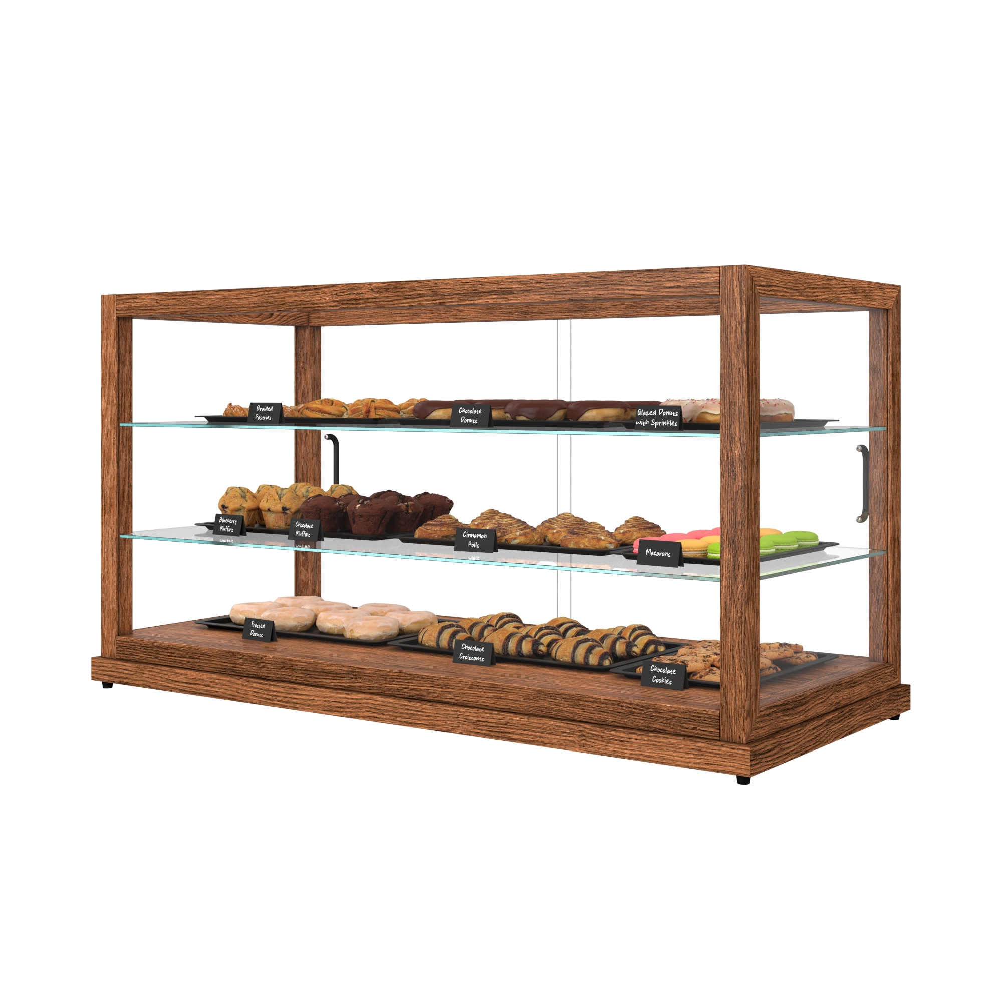 44 in. Artisan Wooden Bakery Display Horizontal Case, 9 cu. ft., Dark Wood KMBDW44D, product image 6 of 13