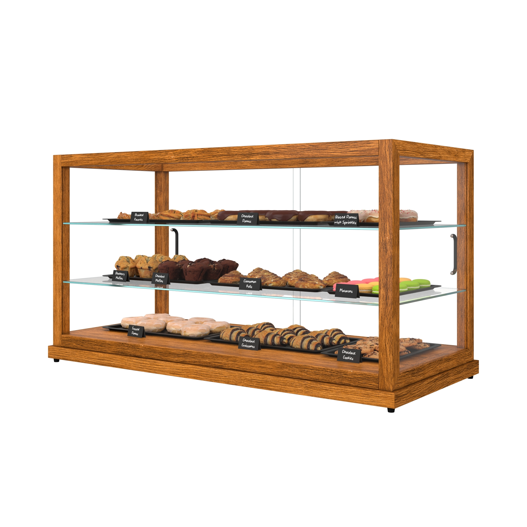 44 in. Artisan Wooden Bakery Display Horizontal Case, 9 cu. ft., Light Wood KMBDW44L, product image 6 of 13
