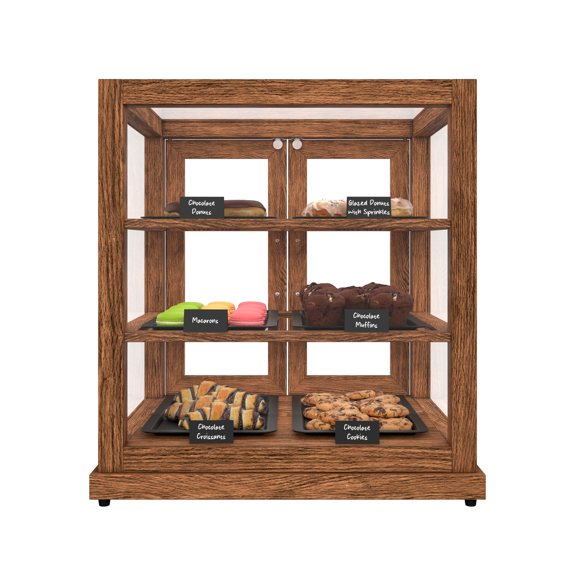 25 in. Artisan Wooden Bakery Display Upright Case, 4 cu. ft., Dark Wood KMBDW4CUD