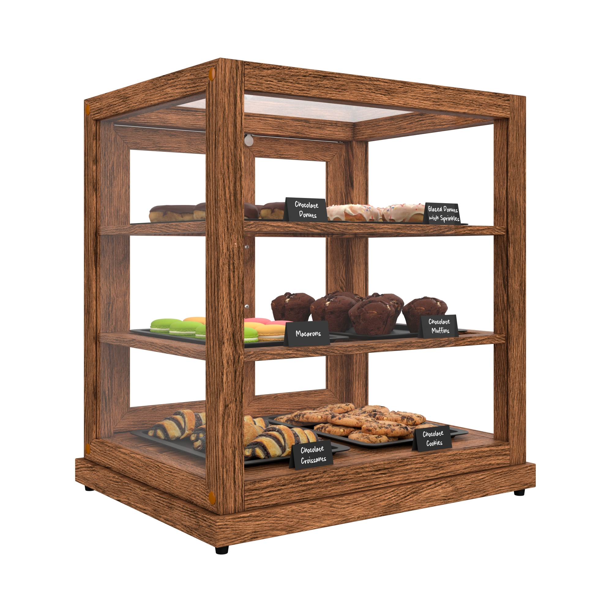 25 in. Artisan Wooden Bakery Display Upright Case, 4 cu. ft., Dark Wood KMBDW4CUD, product image 5 of 13