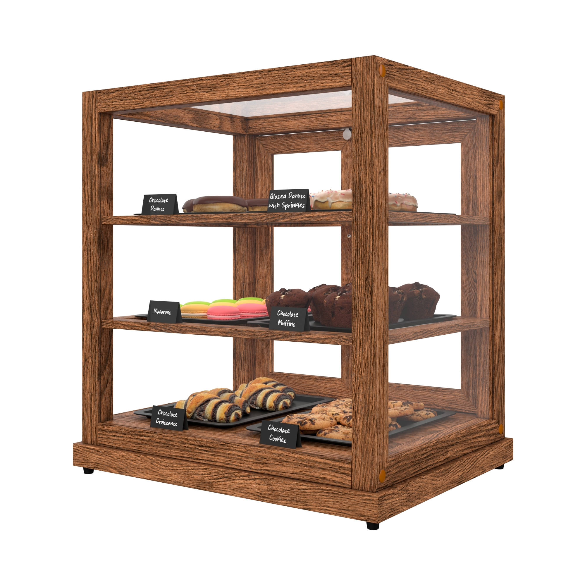 25 in. Artisan Wooden Bakery Display Upright Case, 4 cu. ft., Dark Wood KMBDW4CUD, product image 6 of 13