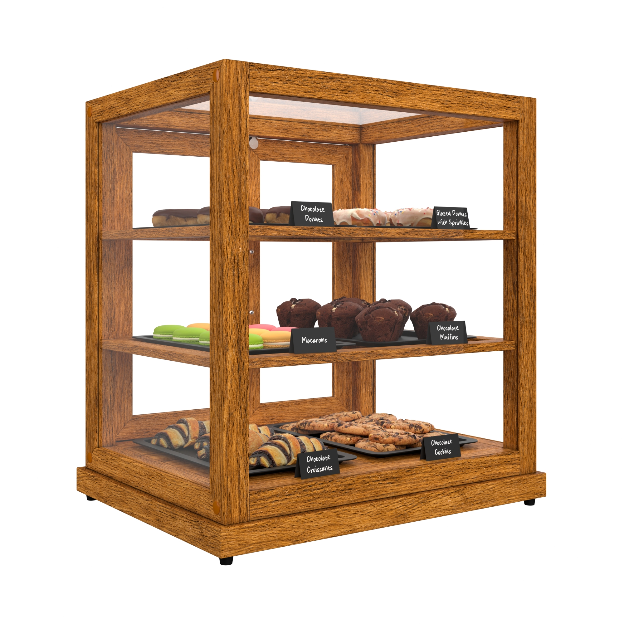 25 in. Artisan Wooden Bakery Display Upright Case, 4 cu. ft., Light Wood KMBDW4CUL, product image 5 of 13