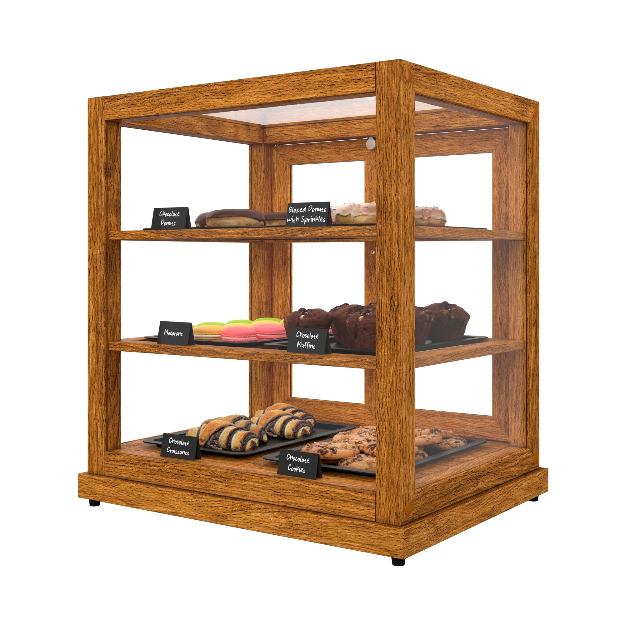 25 in. Artisan Wooden Bakery Display Upright Case, 4 cu. ft., Light Wood KMBDW4CUL, product image 6 of 13