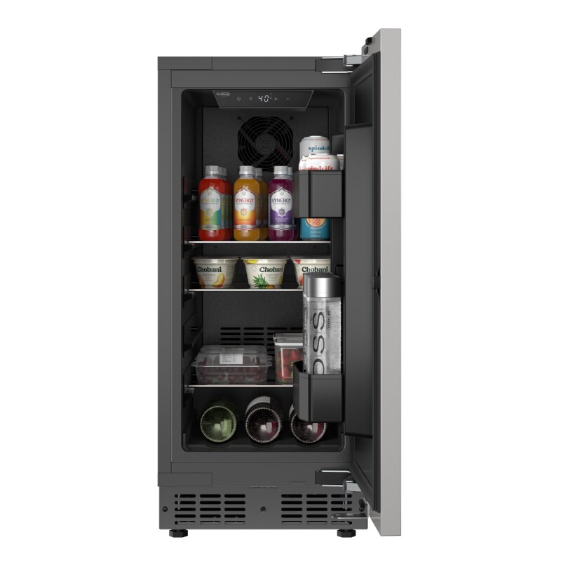 15 in. Built-In Panel Ready Undercounter Beverage Refrigerator, Compact with Digital Temperature Control, Glass Shelves, Security Lock KMBIR15PR, product image 4 of 13