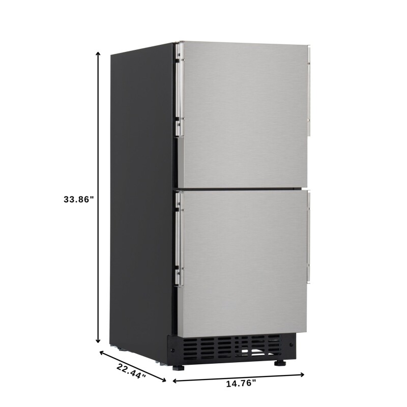 15 in. Panel Ready Built-in Double Refrigerator, Frost-Free Undercounter Fridge with Digital Temperature Control and Stainless-Steel Drawers KMBIR2D15PR, product image 3 of 13