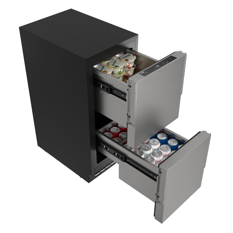 15 in. Panel Ready Built-in Double Refrigerator, Frost-Free Undercounter Fridge with Digital Temperature Control and Stainless-Steel Drawers KMBIR2D15PR, product image 6 of 13