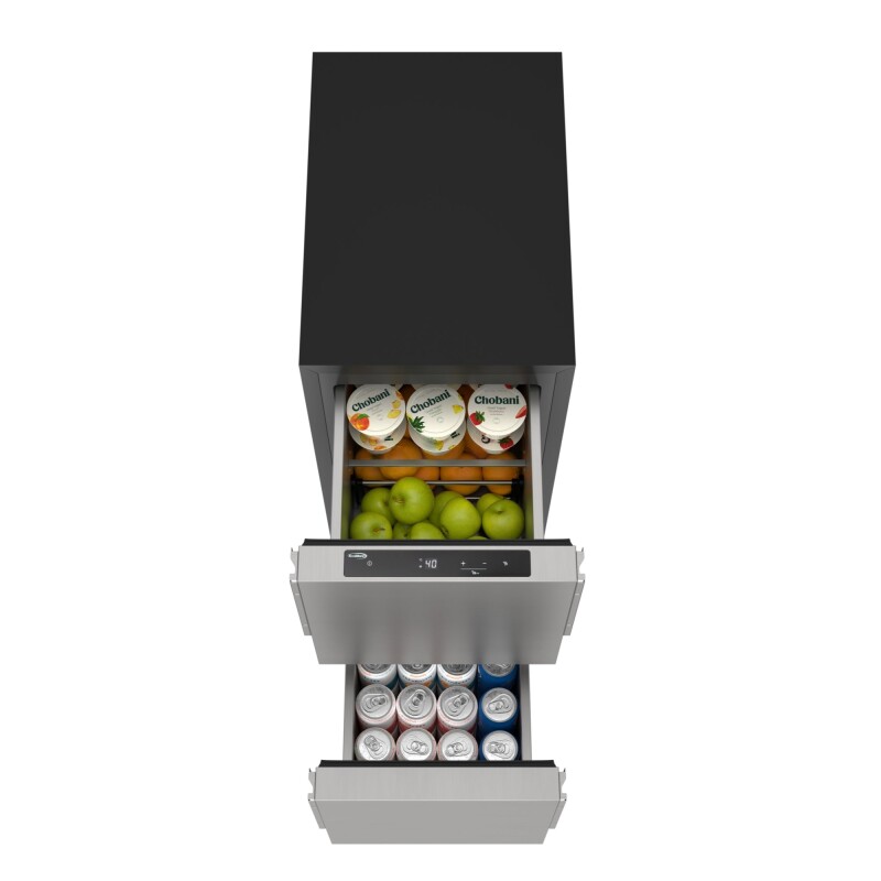 15 in. Panel Ready Built-in Double Refrigerator, Frost-Free Undercounter Fridge with Digital Temperature Control and Stainless-Steel Drawers KMBIR2D15PR, product image 8 of 13