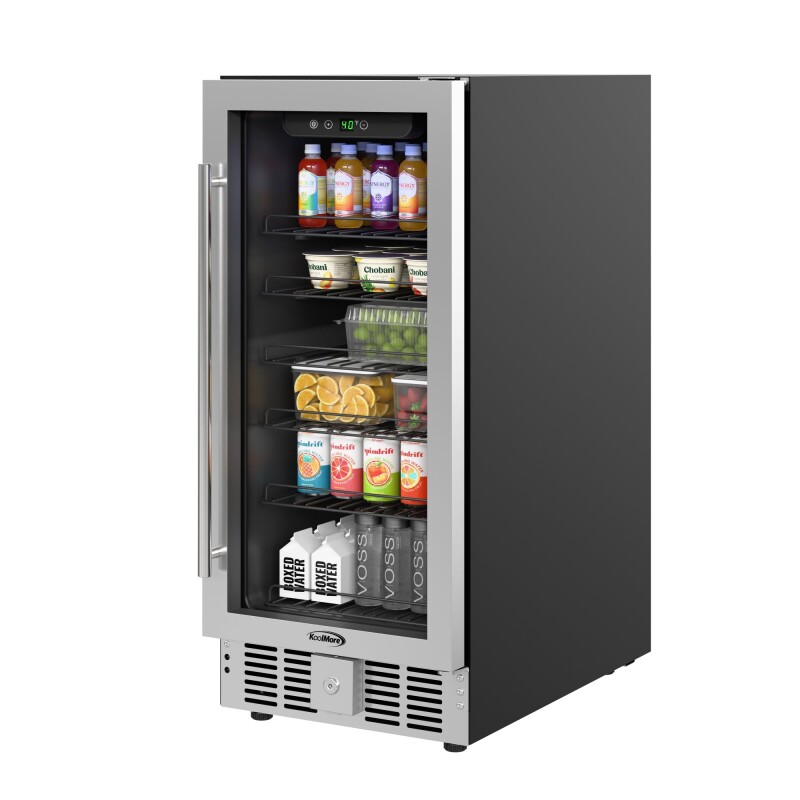 15 in. Small Stainless Steel, Glass-Door Built-In Refrigerator and Beverage Cooler, 3 cu. ft KMBIR3CGD, product image 2 of 11