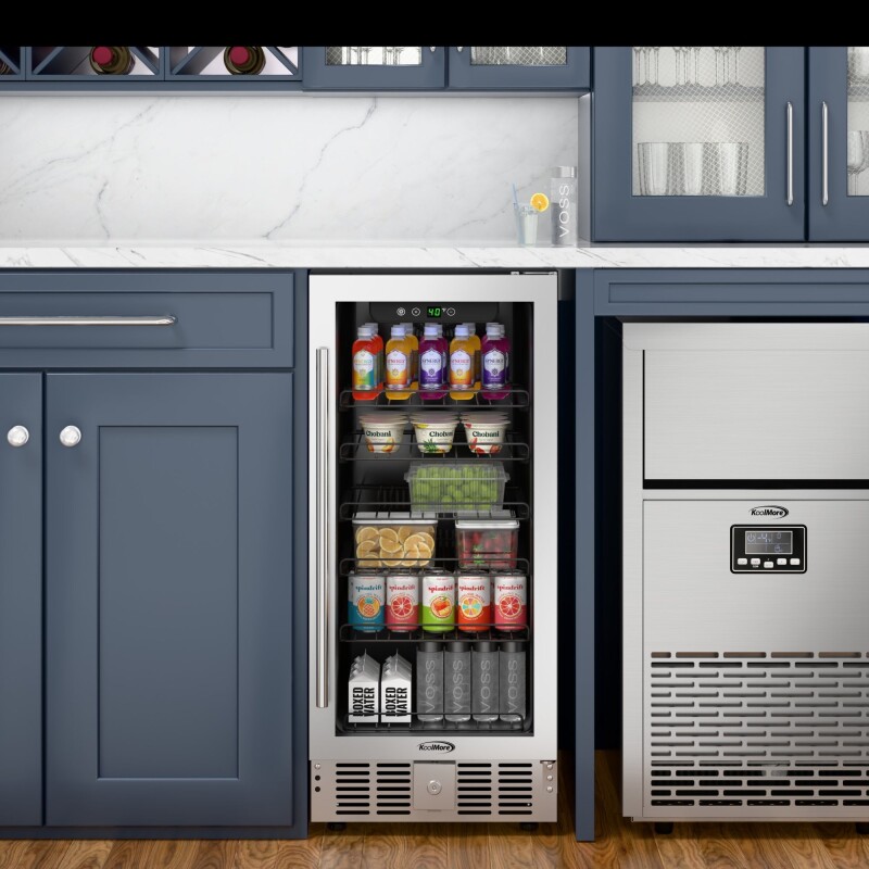 15 in. Small Stainless Steel, Glass-Door Built-In Refrigerator and Beverage Cooler, 3 cu. ft KMBIR3CGD, product image 4 of 11