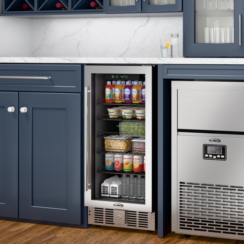 15 in. Small Stainless Steel, Glass-Door Built-In Refrigerator and Beverage Cooler, 3 cu. ft KMBIR3CGD, product image 5 of 11
