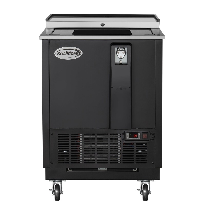 25 in. Commercial Bottle Cooler in Black with Built-In Opener, ETL Listed, 5 cu. ft KMBOC25BK