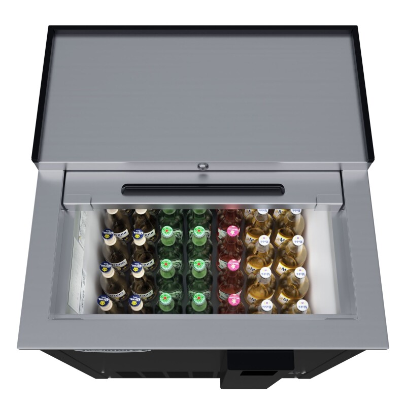 25 in. Commercial Bottle Cooler in Black with Built-In Opener, ETL Listed, 5 cu. ft KMBOC25BK, product image 2 of 13
