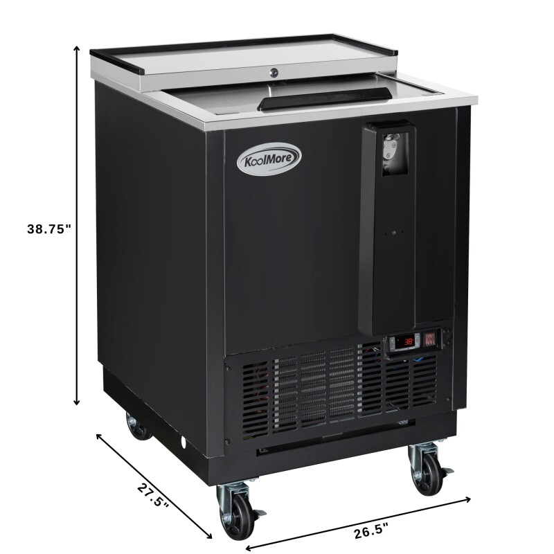 25 in. Commercial Bottle Cooler in Black with Built-In Opener, ETL Listed, 5 cu. ft KMBOC25BK, product image 3 of 13