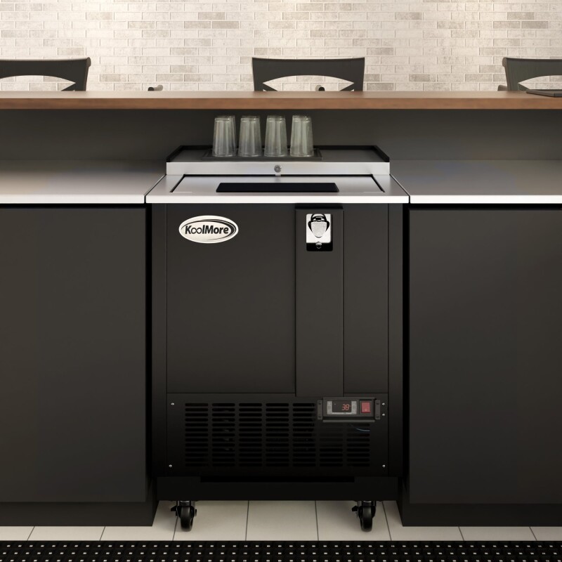 25 in. Commercial Bottle Cooler in Black with Built-In Opener, ETL Listed, 5 cu. ft KMBOC25BK, product image 5 of 13