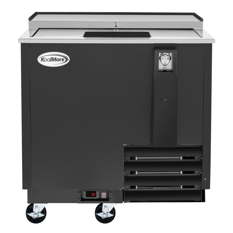 36 in. Commercial Bottle Cooler in Black with Built-In Opener, ETL Listed, 9 cu. ft KMBOC36BK