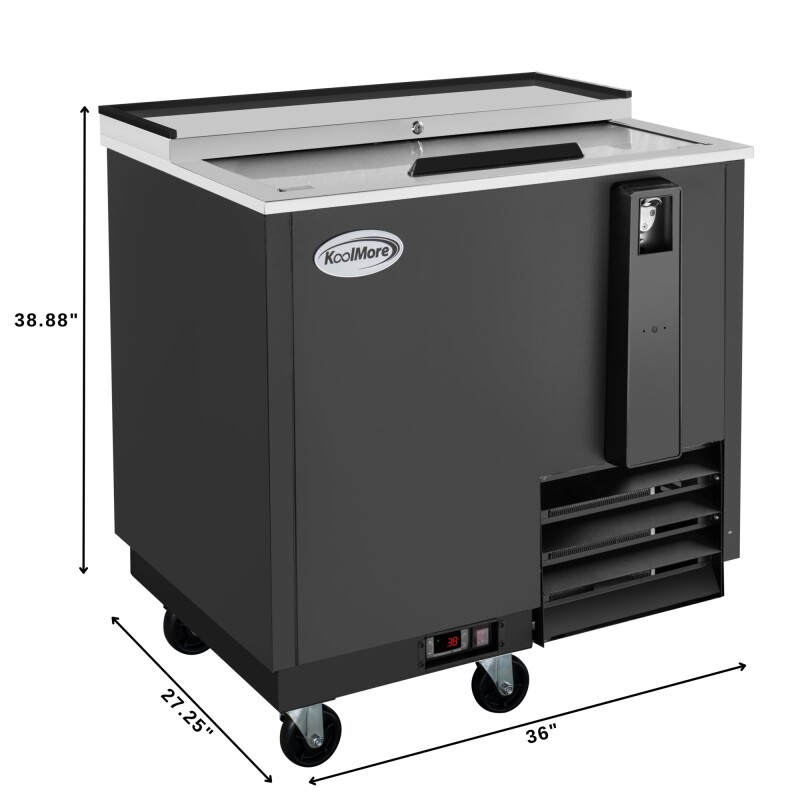 36 in. Commercial Bottle Cooler in Black with Built-In Opener, ETL Listed, 9 cu. ft KMBOC36BK, product image 3 of 13