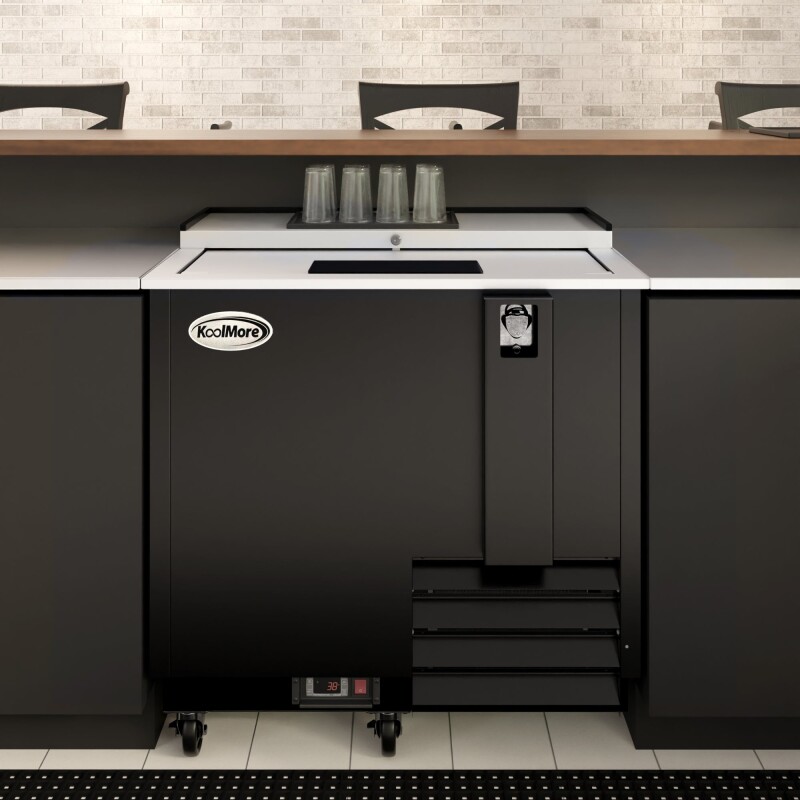 36 in. Commercial Bottle Cooler in Black with Built-In Opener, ETL Listed, 9 cu. ft KMBOC36BK, product image 5 of 13