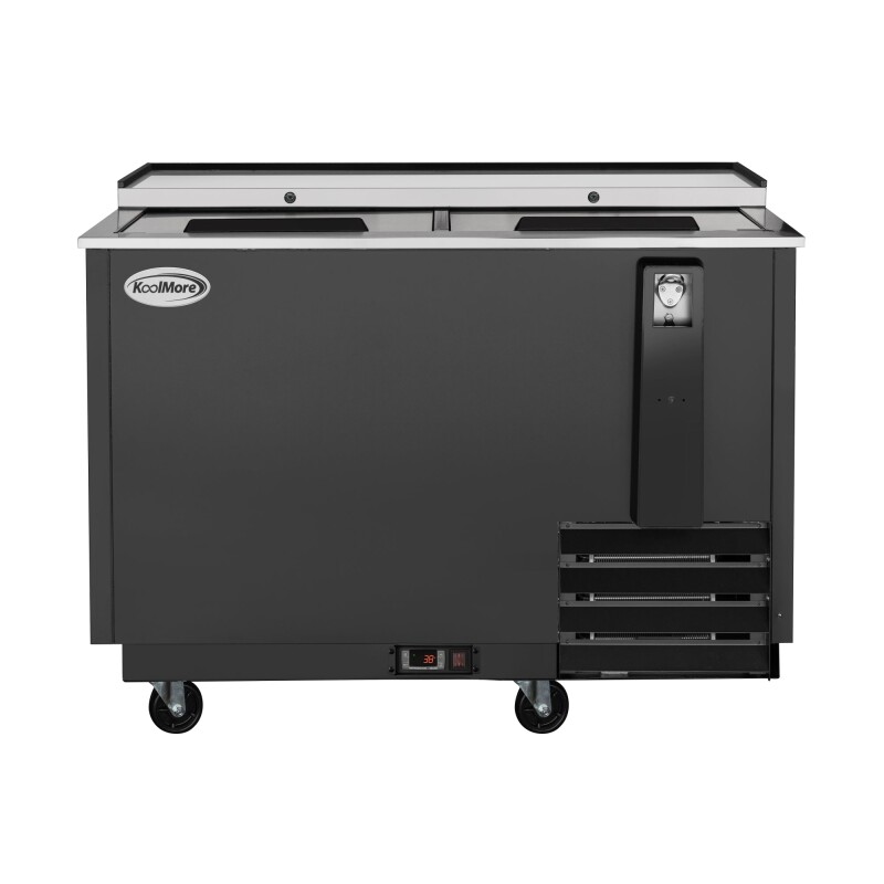 50 in. Commercial Bottle Cooler in Black with Built-In Opener, ETL Listed, 14 cu. ft KMBOC50BK