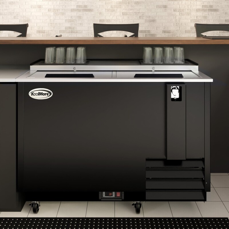 50 in. Commercial Bottle Cooler in Black with Built-In Opener, ETL Listed, 14 cu. ft KMBOC50BK, product image 4 of 12