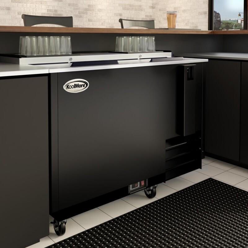 50 in. Commercial Bottle Cooler in Black with Built-In Opener, ETL Listed, 14 cu. ft KMBOC50BK, product image 5 of 12