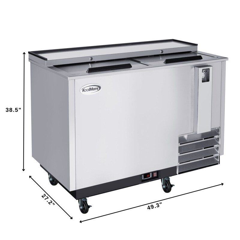 50 in. Commercial Bottle Cooler in Stainless-Steel with Built-In Opener, ETL Listed, 14 cu. ft KMBOC50SS, product image 3 of 12