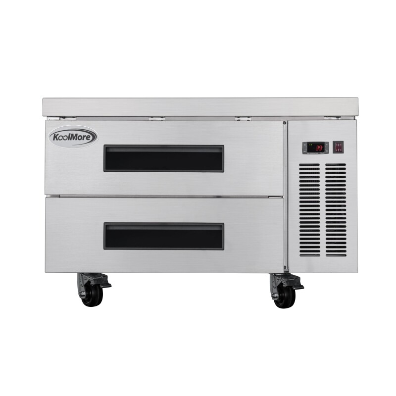 36 in. Commercial Chef Base Refrigerator Storage Cabinet for Cold Foods, Fresh Ingredients, and Condiments, Refrigerated Pull-Out Drawers, Rolling Caster Wheels, ETL Listed KMBR362D