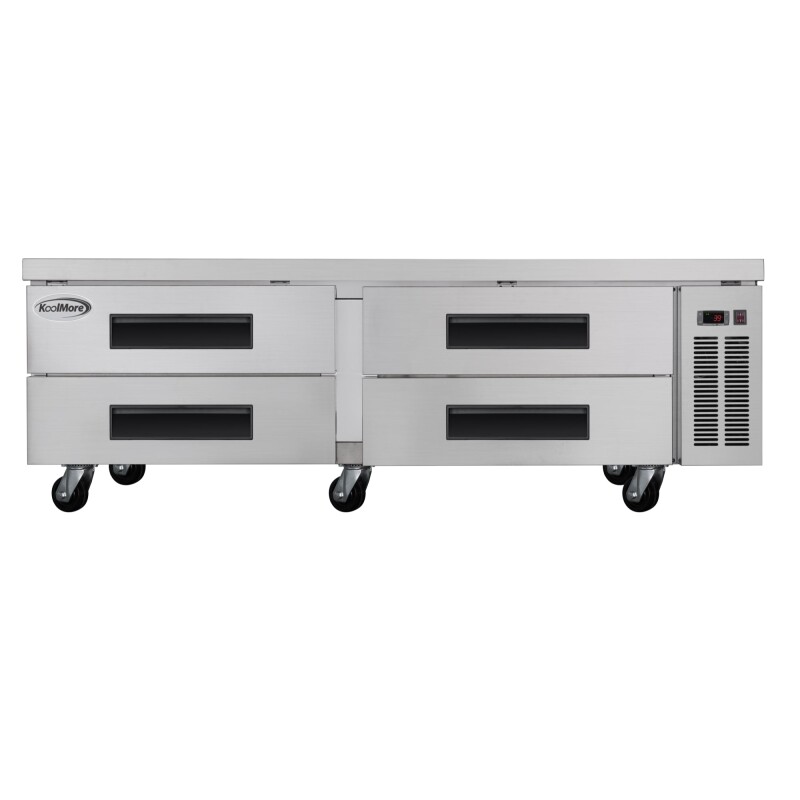 72 in. Commercial Chef Base Refrigerator Storage Cabinet for Cold Foods, Fresh Ingredients, and Condiments, Refrigerated Pull-Out Drawers, Rolling Caster Wheels, ETL Listed KMBR724D