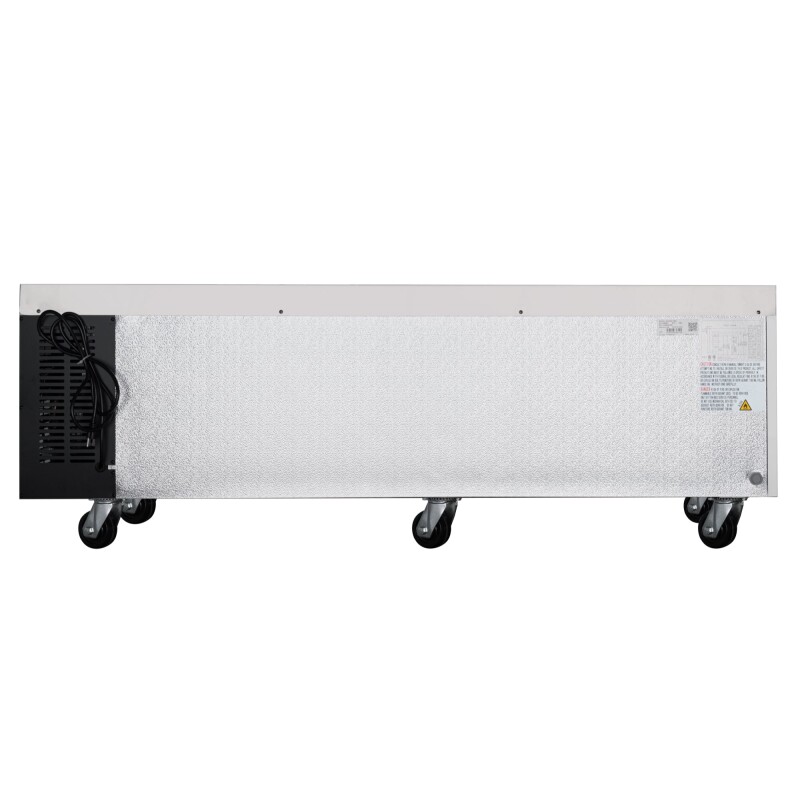 72 in. Commercial Chef Base Refrigerator Storage Cabinet for Cold Foods, Fresh Ingredients, and Condiments, Refrigerated Pull-Out Drawers, Rolling Caster Wheels, ETL Listed KMBR724D, product image 10 of 10