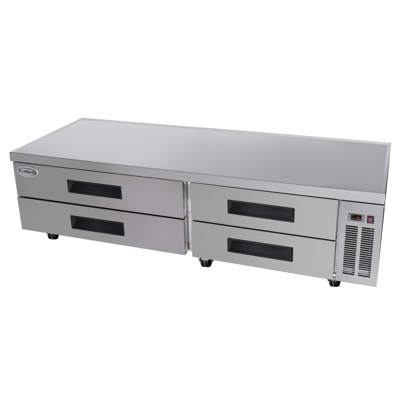 84 in. Commercial Chef Base Refrigerator Storage Cabinet for Cold Foods, Fresh Ingredients, and Condiments, Refrigerated Pull-Out Drawers, Rolling Caster Wheels, ETL Listed KMBR844D, product image 8 of 11