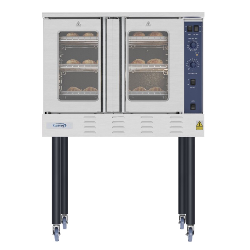 38 in. Full Size Single Deck Commercial Natural Gas Convection Oven 54,000 BTU With Casters KMCCO54NGC