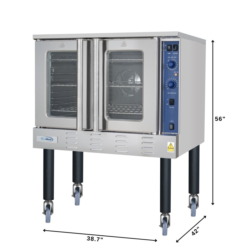 38 in. Full Size Single Deck Commercial Natural Gas Convection Oven 54,000 BTU With Casters KMCCO54NGC, product image 3 of 9