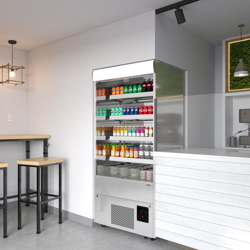 35.3 in. Open-Air Merchandiser Grab and Go Refrigerator, 18 cu. ft. in Stainless Steel KMCDA18CSS, product image 6 of 12