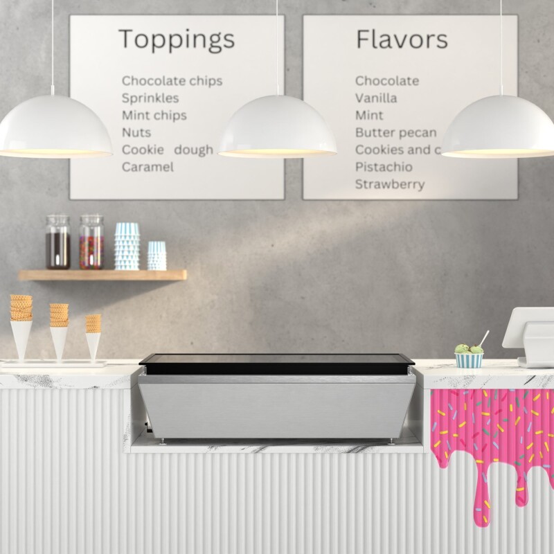 39 in. 5-Pan Countertop Ice Cream Display Freezer with Glass Top in Stainless-Steel KMCGD5P, product image 4 of 13
