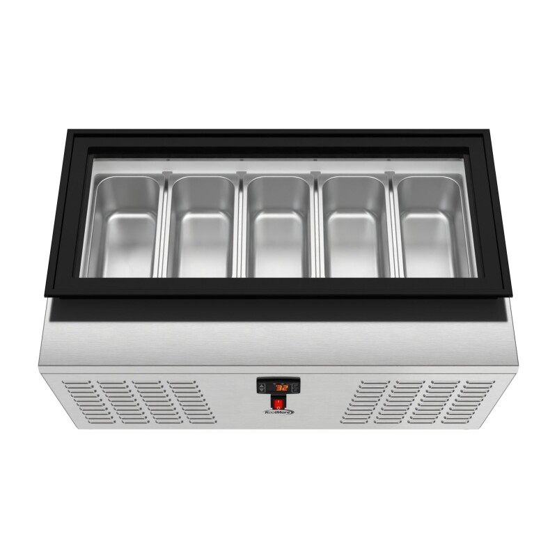 39 in. 5-Pan Countertop Ice Cream Display Freezer with Glass Top in Stainless-Steel KMCGD5P, product image 6 of 13
