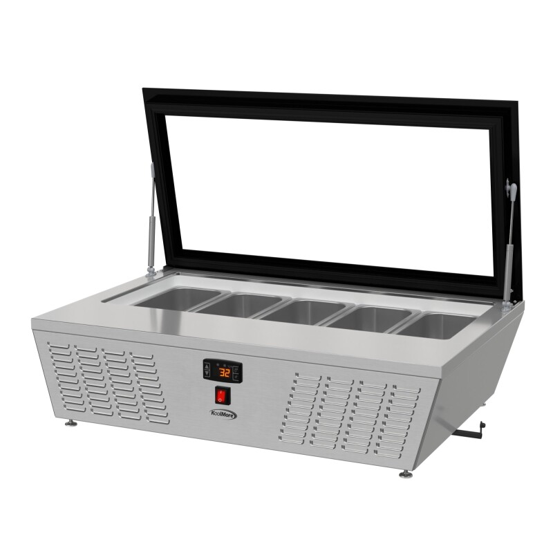 39 in. 5-Pan Countertop Ice Cream Display Freezer with Glass Top in Stainless-Steel KMCGD5P, product image 10 of 13