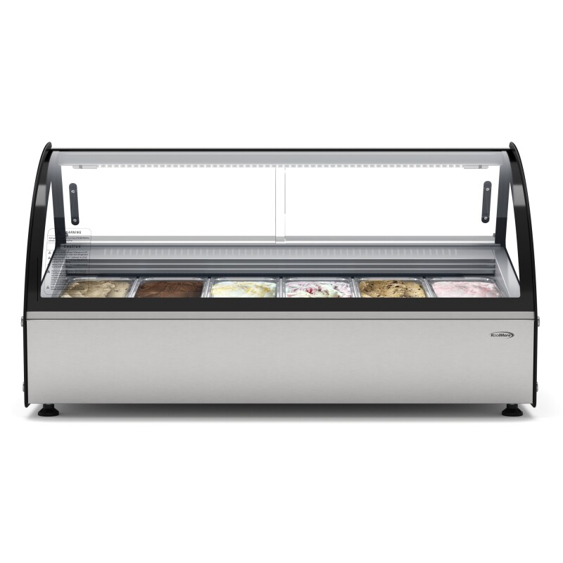 46 in. Countertop Gelato Display Case with 6 Pans and Built-in Glass Sneeze Guard in Stainless-Steel KMCGD6P