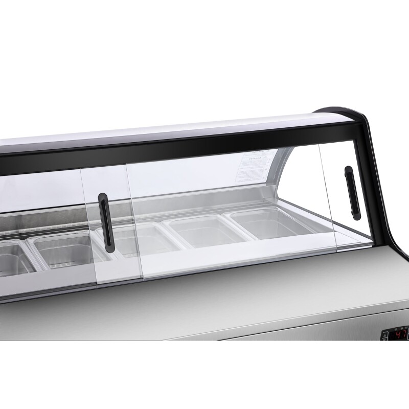 46 in. Countertop Gelato Display Case with 6 Pans and Built-in Glass Sneeze Guard in Stainless-Steel KMCGD6P