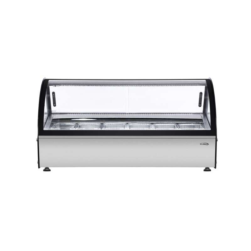 46 in. Countertop Gelato Display Case with 6 Pans and Built-in Glass Sneeze Guard in Stainless-Steel KMCGD6P
