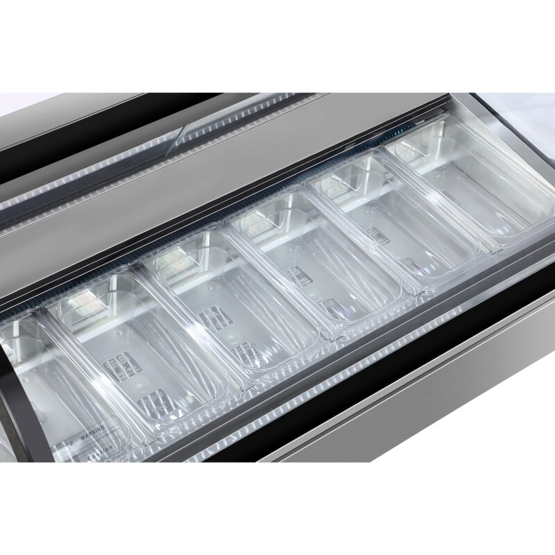 46 in. Countertop Gelato Display Case with 6 Pans and Built-in Glass Sneeze Guard in Stainless-Steel KMCGD6P