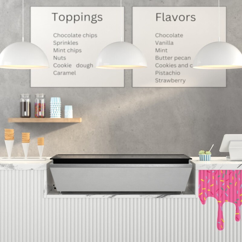 45 in. 6-Pan Countertop Ice Cream Display Freezer with Glass Top in Stainless-Steel KMCGD6P45, product image 4 of 13