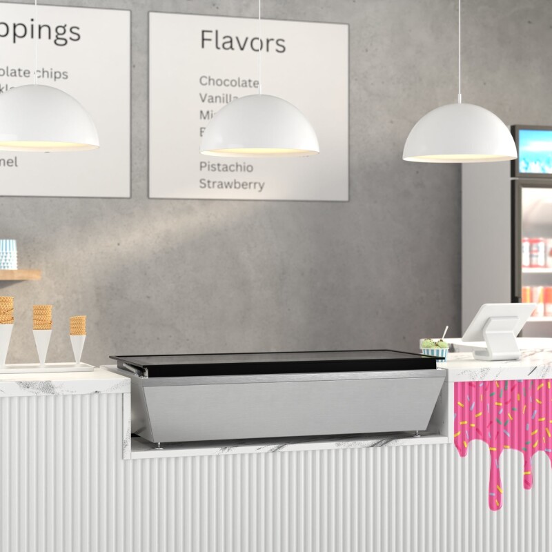 45 in. 6-Pan Countertop Ice Cream Display Freezer with Glass Top in Stainless-Steel KMCGD6P45, product image 5 of 13