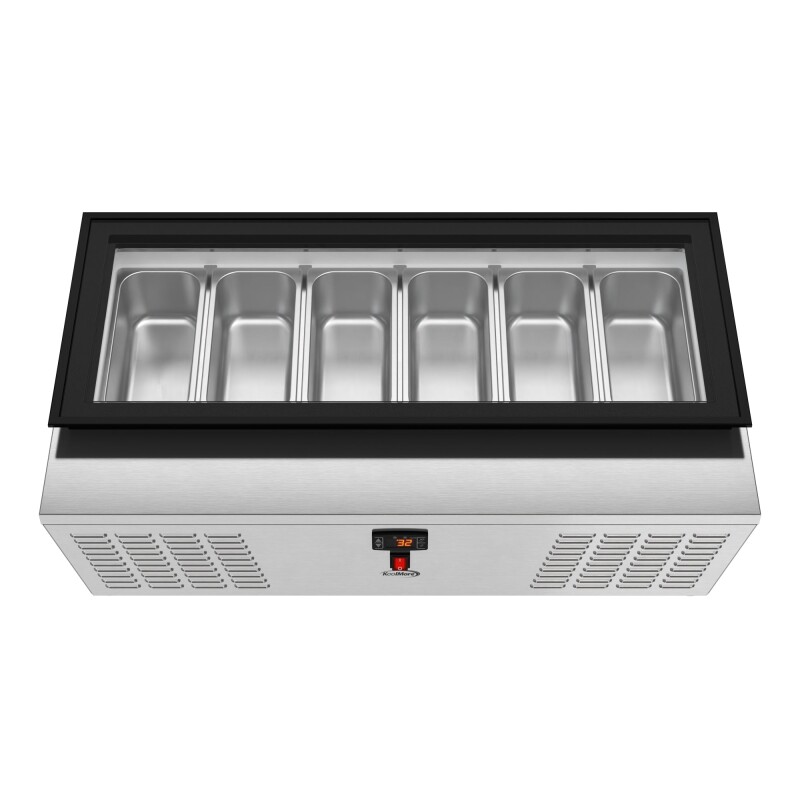 45 in. 6-Pan Countertop Ice Cream Display Freezer with Glass Top in Stainless-Steel KMCGD6P45, product image 6 of 13