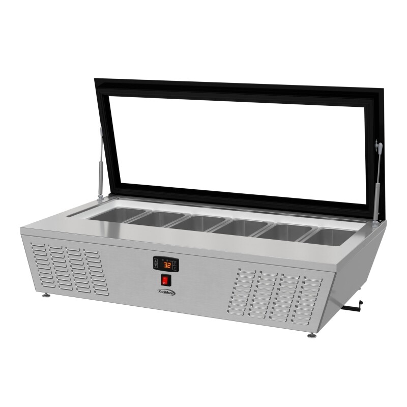45 in. 6-Pan Countertop Ice Cream Display Freezer with Glass Top in Stainless-Steel KMCGD6P45, product image 7 of 13
