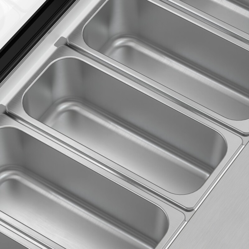 45 in. 6-Pan Countertop Ice Cream Display Freezer with Glass Top in Stainless-Steel KMCGD6P45, product image 9 of 13