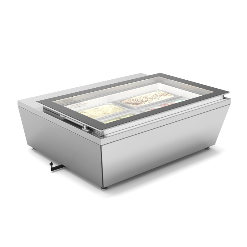 31 in. Countertop Ice Cream Display case with 4 Pans and Glass Sneeze Guard in Stainless-Steel KMCGD8HP