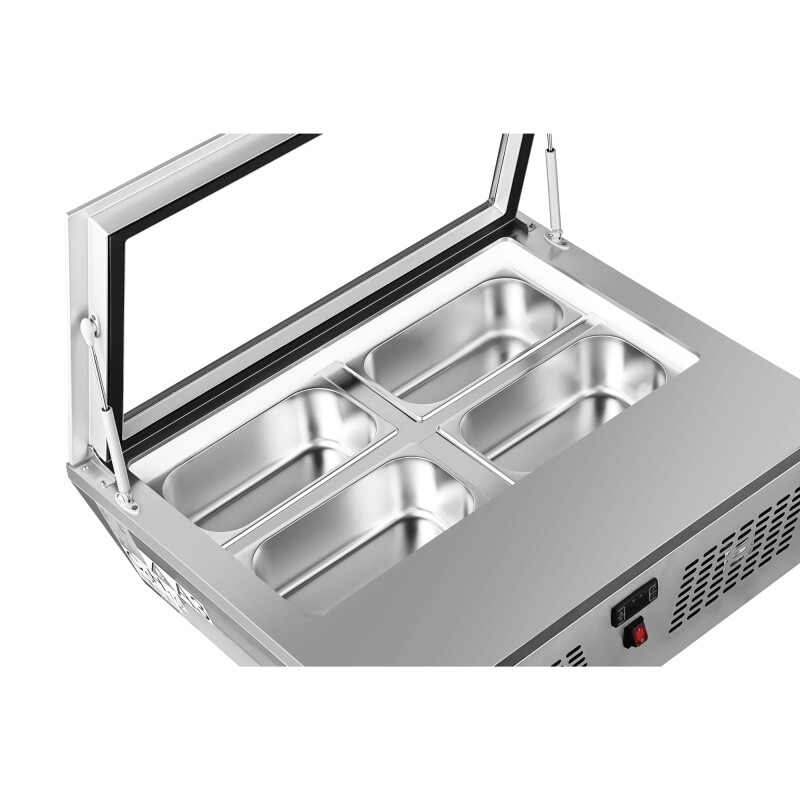 31 in. Countertop Ice Cream Display case with 4 Pans and Glass Sneeze Guard in Stainless-Steel KMCGD8HP