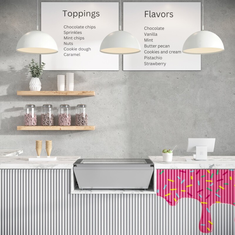 31 in. Countertop Ice Cream Display case with 4 Pans and Glass Sneeze Guard in Stainless-Steel KMCGD8HP
