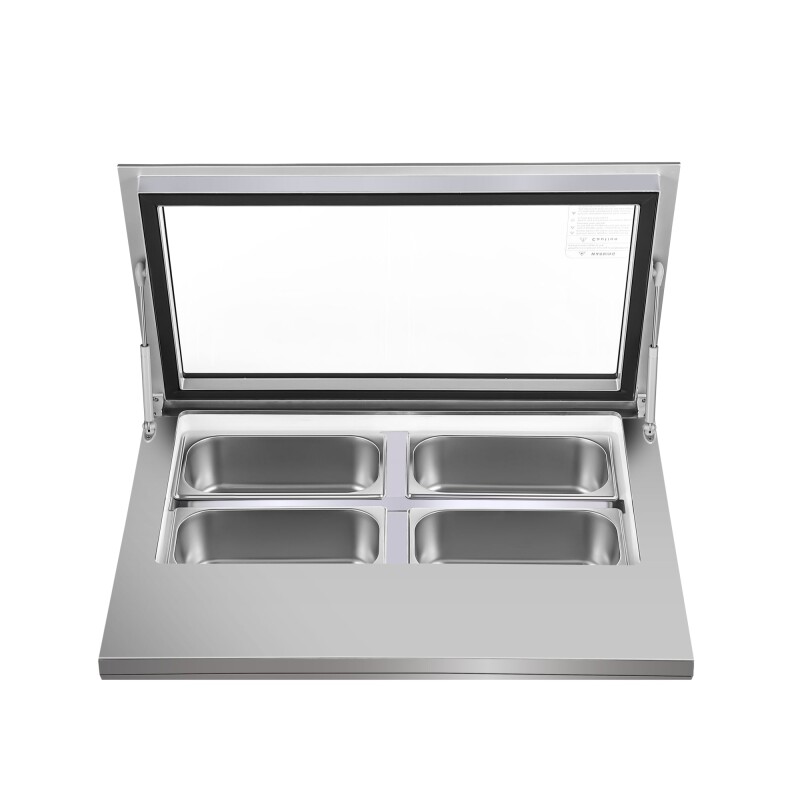 31 in. Countertop Ice Cream Display case with 4 Pans and Glass Sneeze Guard in Stainless-Steel KMCGD8HP